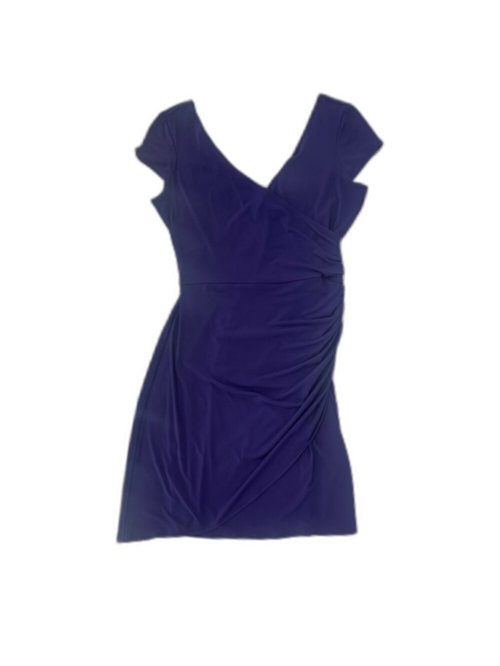 Maggy L Dress Women's 10 Purple Ruched Cocktail Tulip Hem Surplice Classic Glam